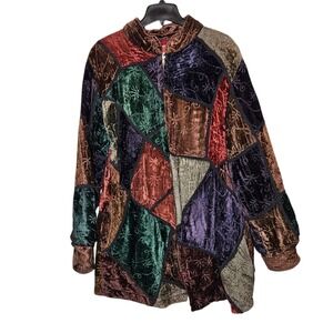 KOMITOR Vintage 80s 90s Soft Patchwork‎ Jacket M Multicolor India Boho Full Zip